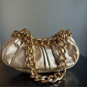 Chinese Laundry Mini Gold Handbag with Statement Large Link Chain Strap